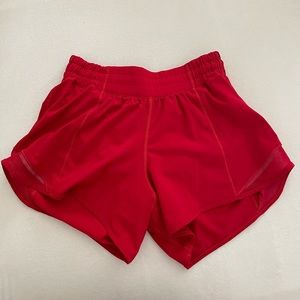 Red Hotty Hot Lululemon Shorts 4 Inch Low Rise